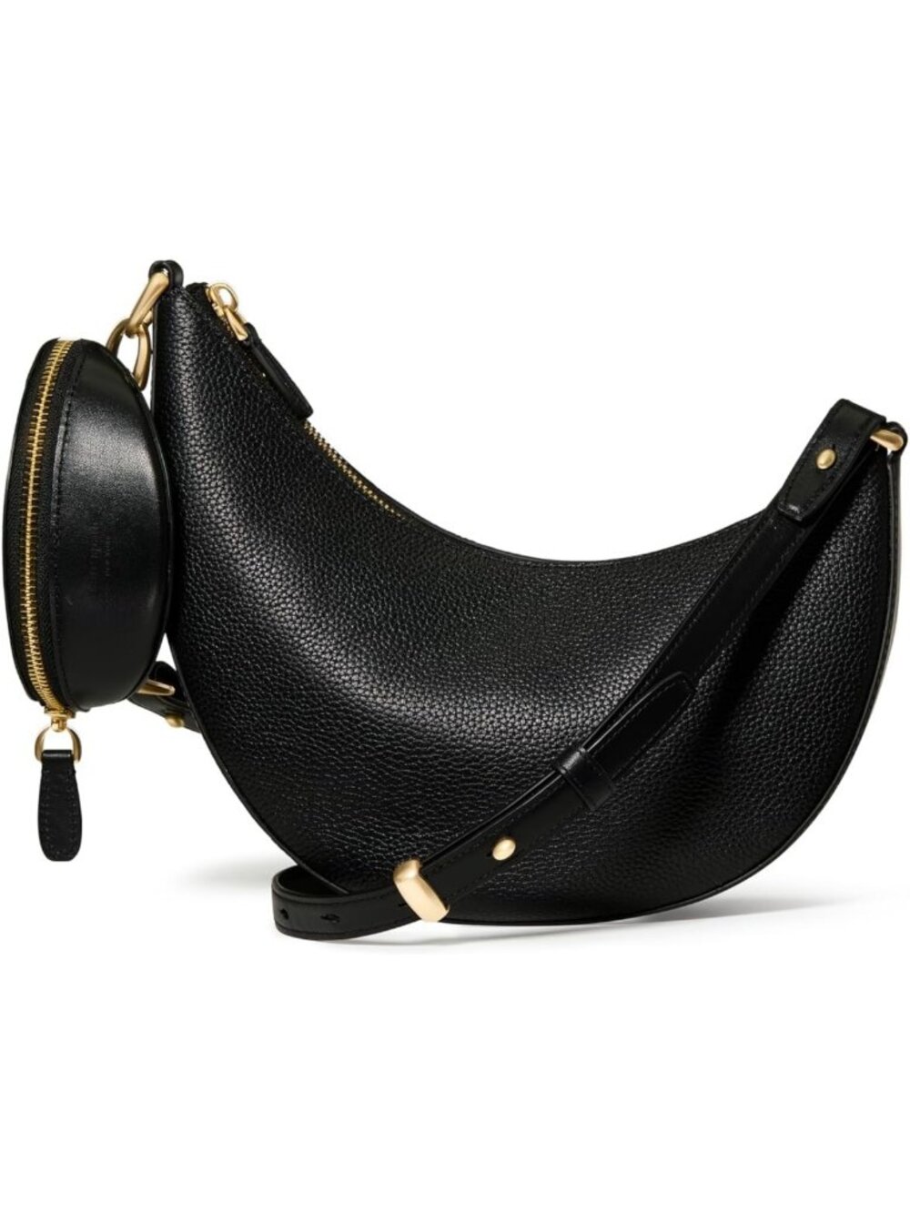 Women's Black Leather Duo Crossbody Bag Adjustable Strap Shoulder Purse